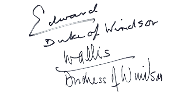 Edward Duke of Windsor and Wallis Duchess of Windsor Autographs
