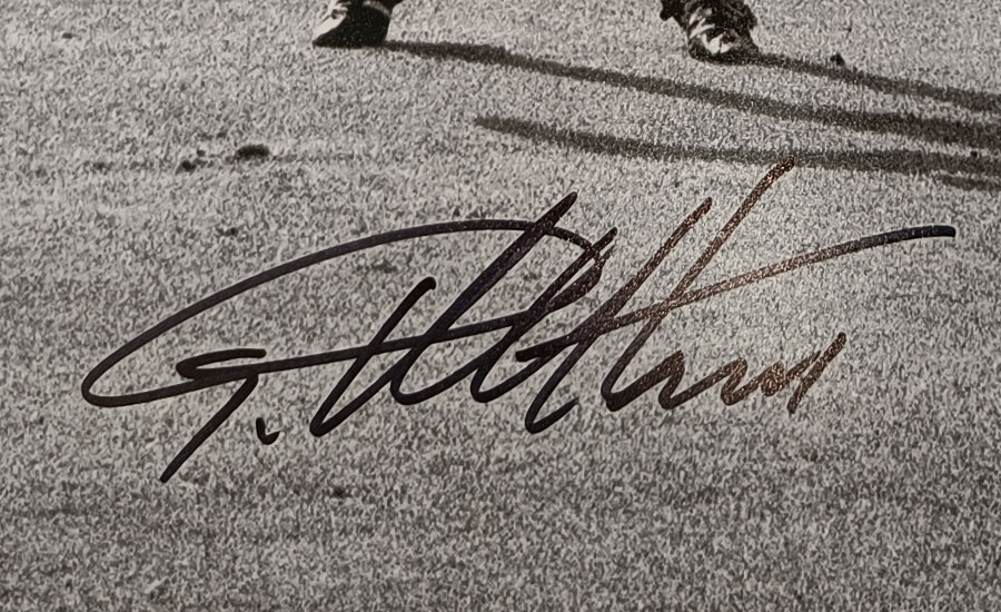 Geoff Hurst autograph on England photo signed in Sharpie pen.