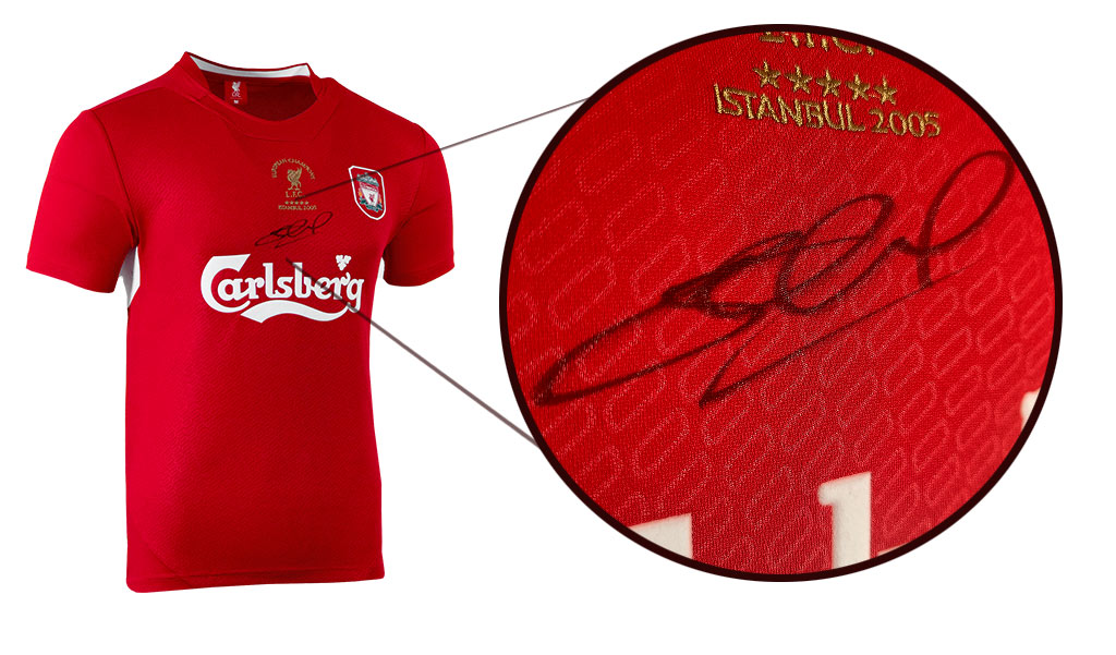 Official Liverpool Replica 2005 Shirt Hand Signed By Steven Gerrard