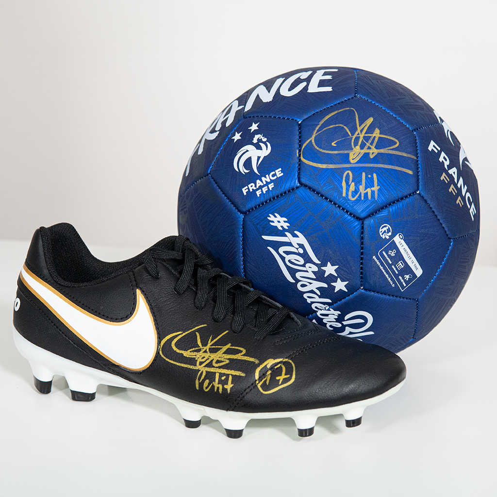 Emmanuel Petit Signed Nike Football Boot & France Football