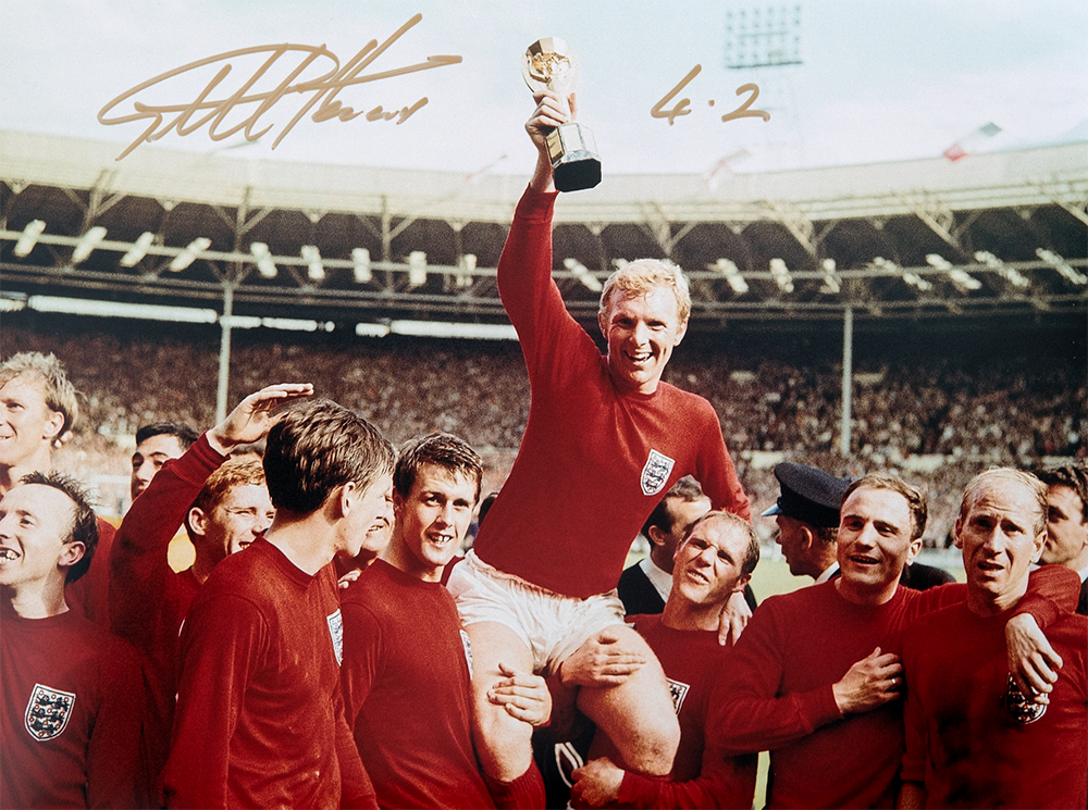Geoff Hurst Signed England 1966 World Cup Celebration Photo