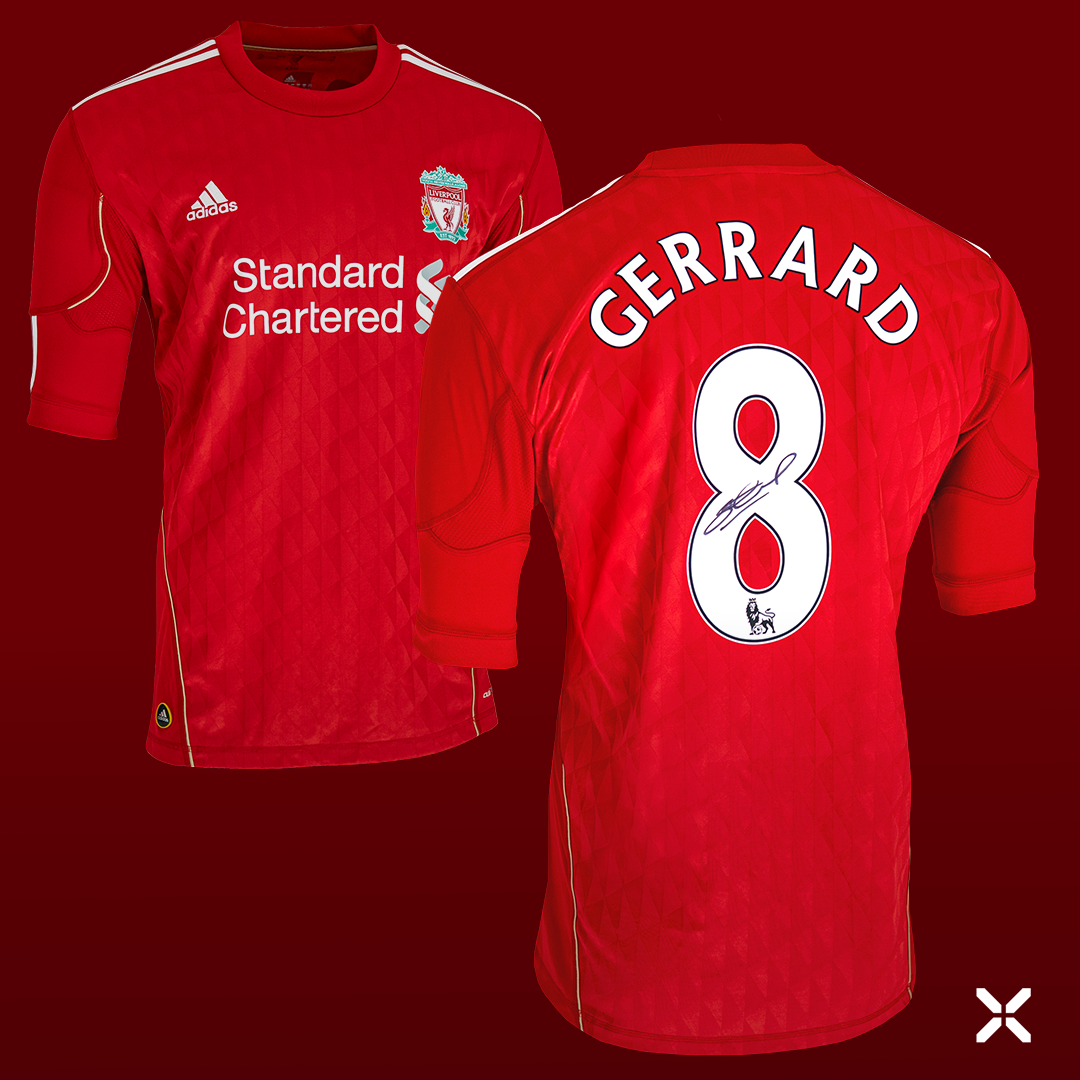 Steven Gerrard signed Liverpool shirt from the 2010-12 season. Genuine original shirt, personally hand signed by Steven Gerrard.